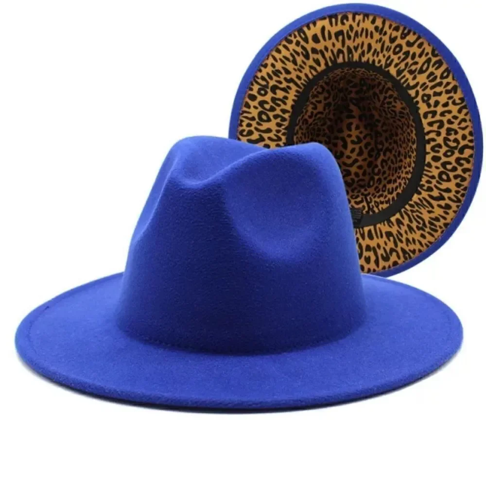 Royal Blue Fedora Hat with Animal Print base